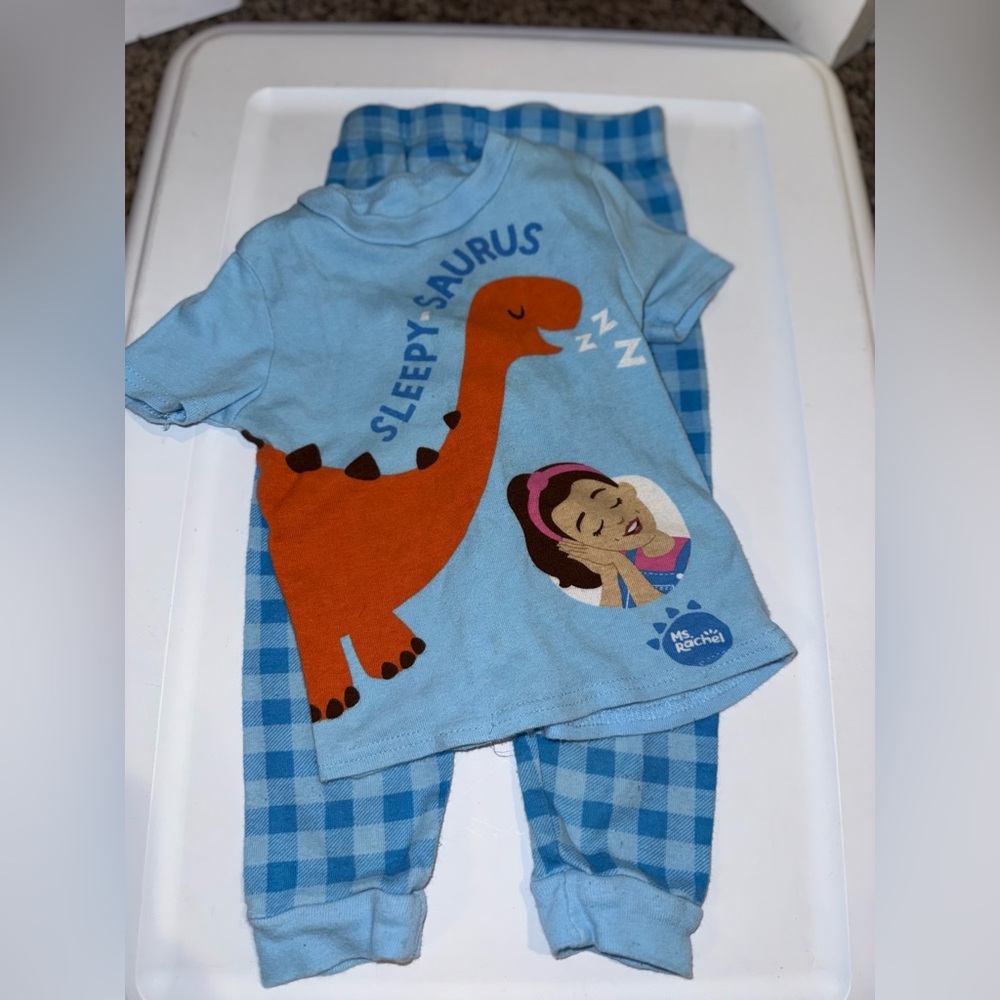 Ms. Rachel Sleepy-Saurus Blue Kids Pajama Set